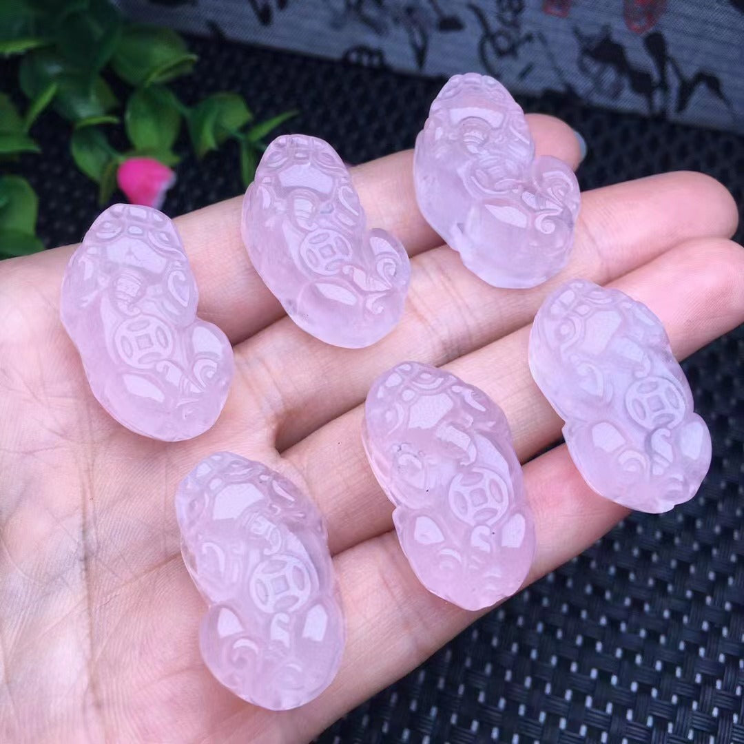 Natural pink crystal, Pixiu, pendants, pink series, diy accessories