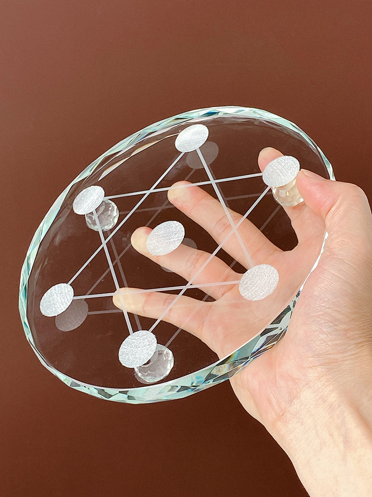 Crystal base glass base support seven-star array crystal ball chassis glass bottom support seven-star plate 10cm bracket decoration