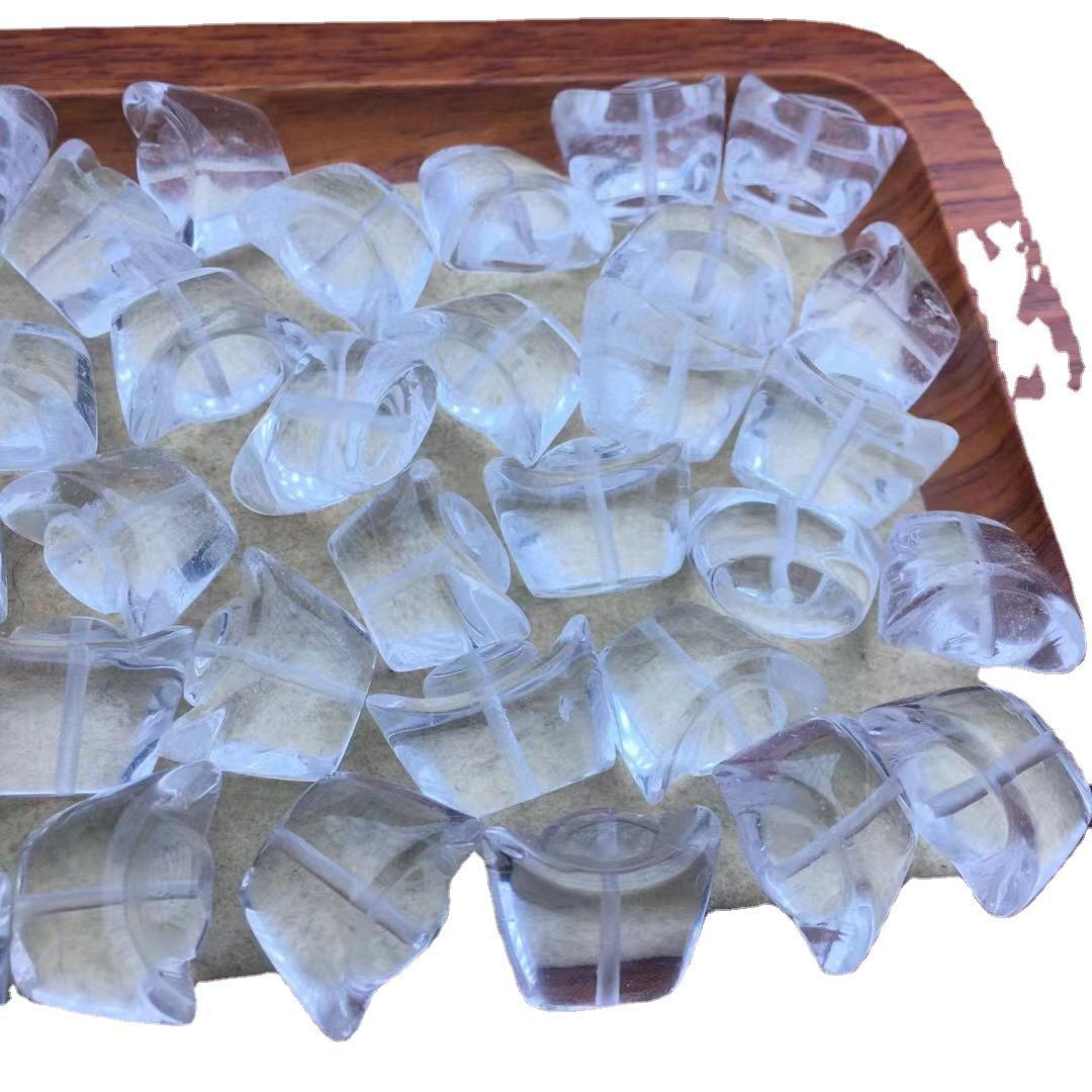 天然17mm,白水晶元宝,小配件,透明色,冰粒diy,吊坠配饰