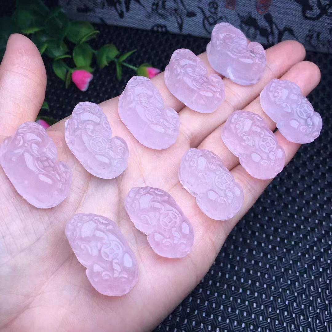 Natural pink crystal, Pixiu, pendants, pink series, diy accessories