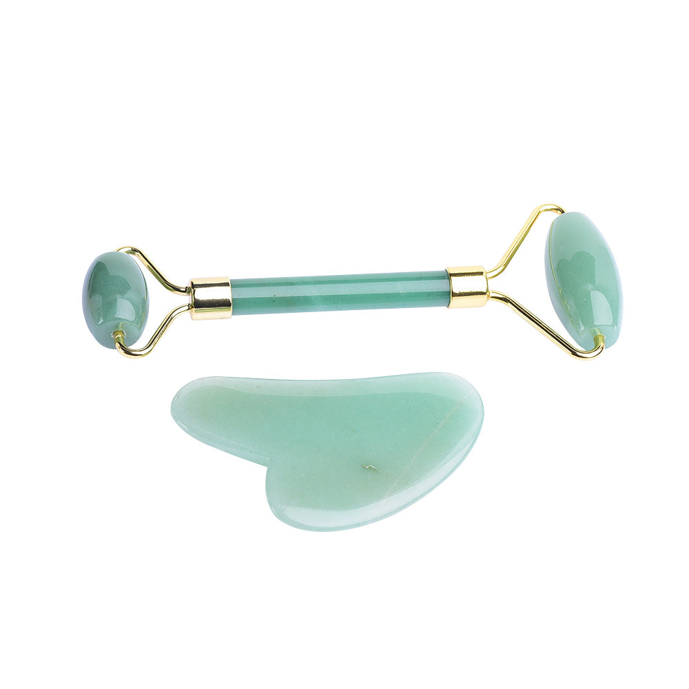 Runyangshi Natural Crystal Facial Roller Massager Whole Body Gua Sha Board Massage Jade Gift Box Set