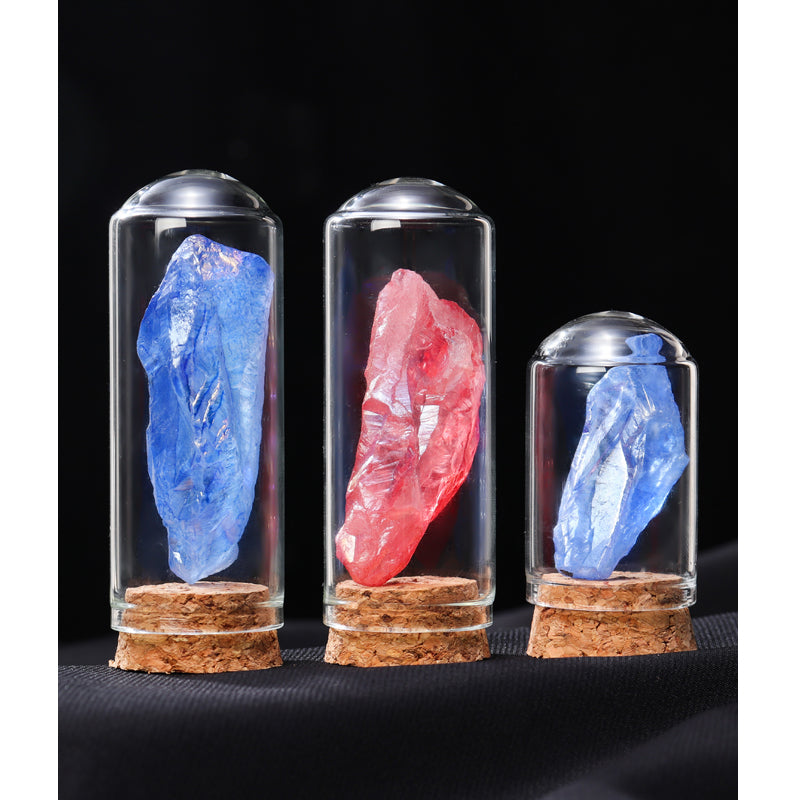 Spesimen bijih pelangi kristal asli batu mineral serbuk kristal putih kristal perhiasan spesimen kotak hadiah sains 