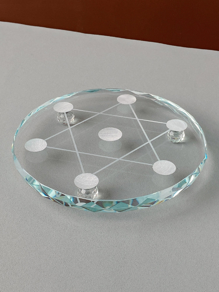 Crystal base glass base support seven-star array crystal ball chassis glass bottom support seven-star plate 10cm bracket decoration