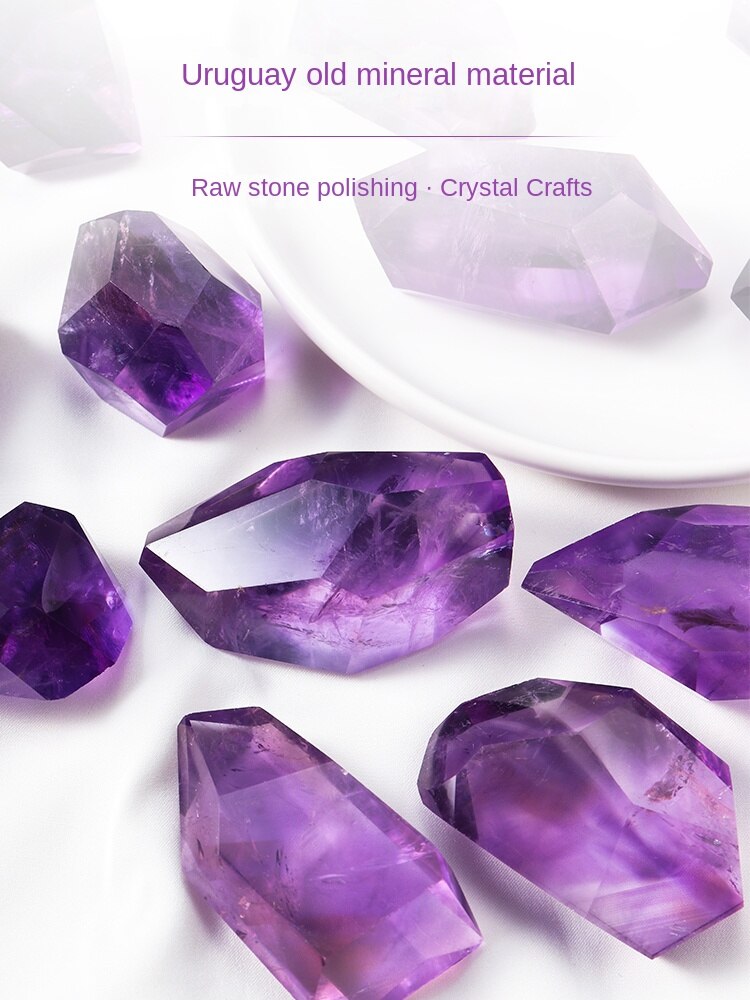 Kristal asli Brazilian amethyst kasar digilap batu permata hiasan ungu bermain loket sweater rantaian hadiah perhiasan 