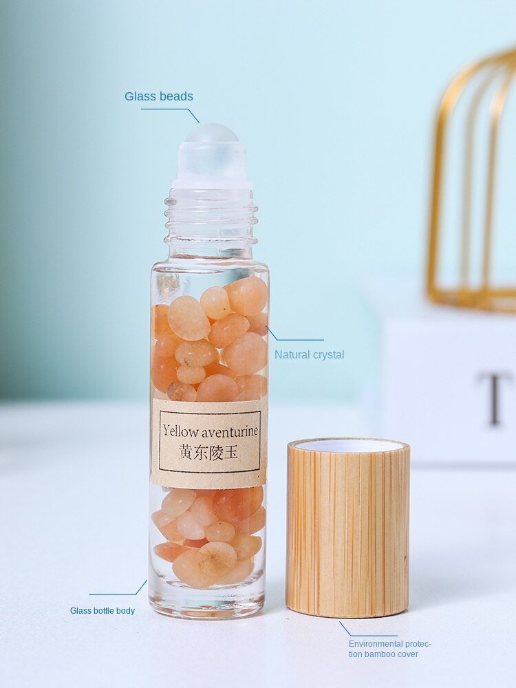 Natural white crystal crushed stone essential oil roller bottle sample perfume bottle portable sub-bottling ore specimen small ornament
