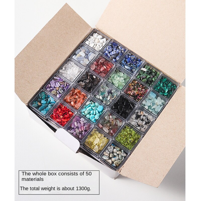Natural crystal gravel ore specimen box rock mineral specimen decoration original stone crystal science teaching children's gift