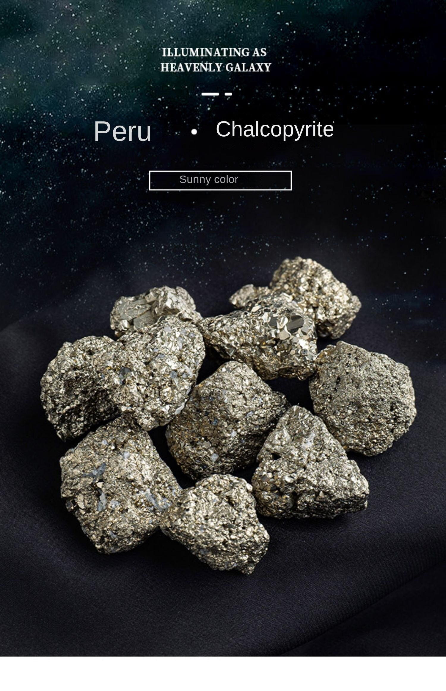 Natural crystal ore stone pyrite chalcopyrite raw stone gemstone metal fool's gold ore popular science teaching specimen
