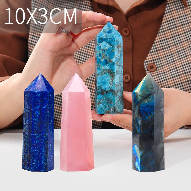 Bijih kristal asli, lajur kristal batu mentah, lapis lazuli, kristal merah jambu, standard mineral, prisma heksagon berbucu tunggal, hadiah hiasan 