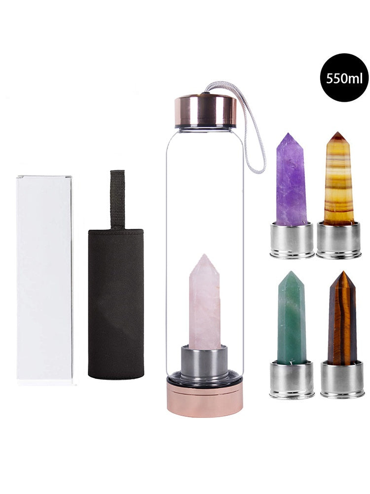 Kaca bijih kristal asli, prisma heksagon, emas mawar, gelas air tiang kristal baru, hadiah untuk orang tua 