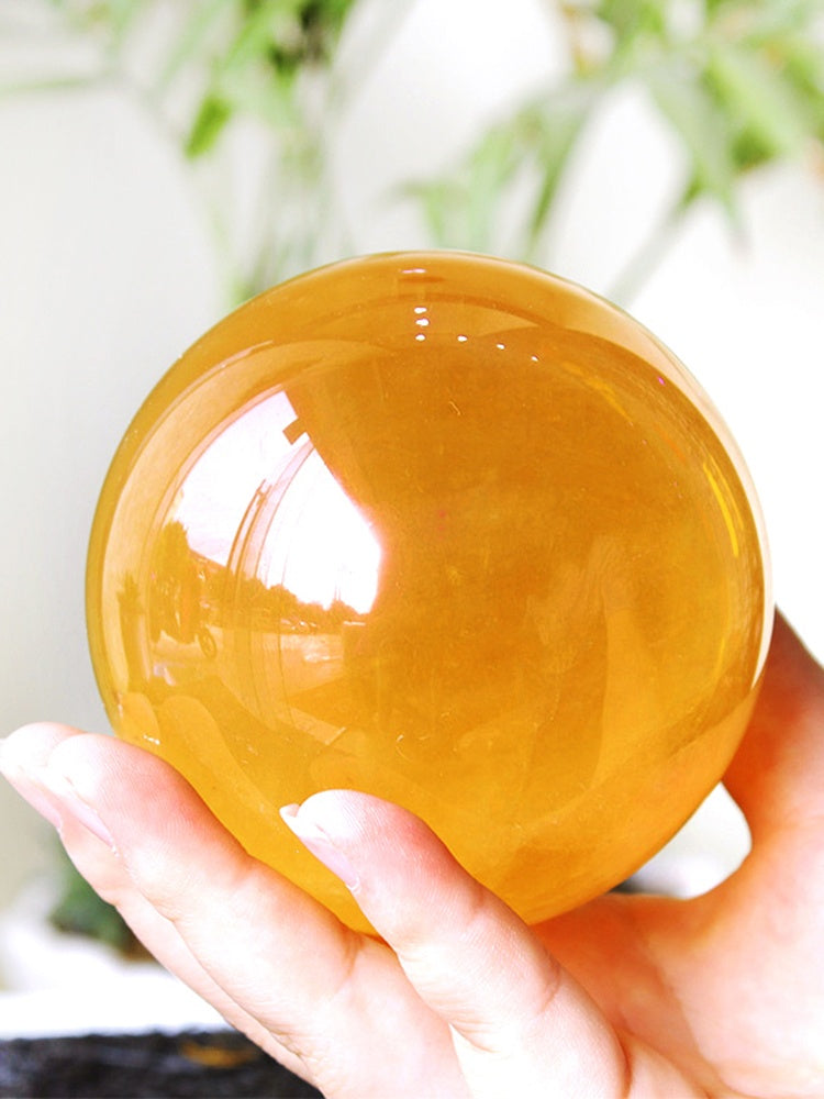 Bola citrine, hiasan, batu kasar, kalsit, bola pulau ais, bola batu, hadiah kraf 