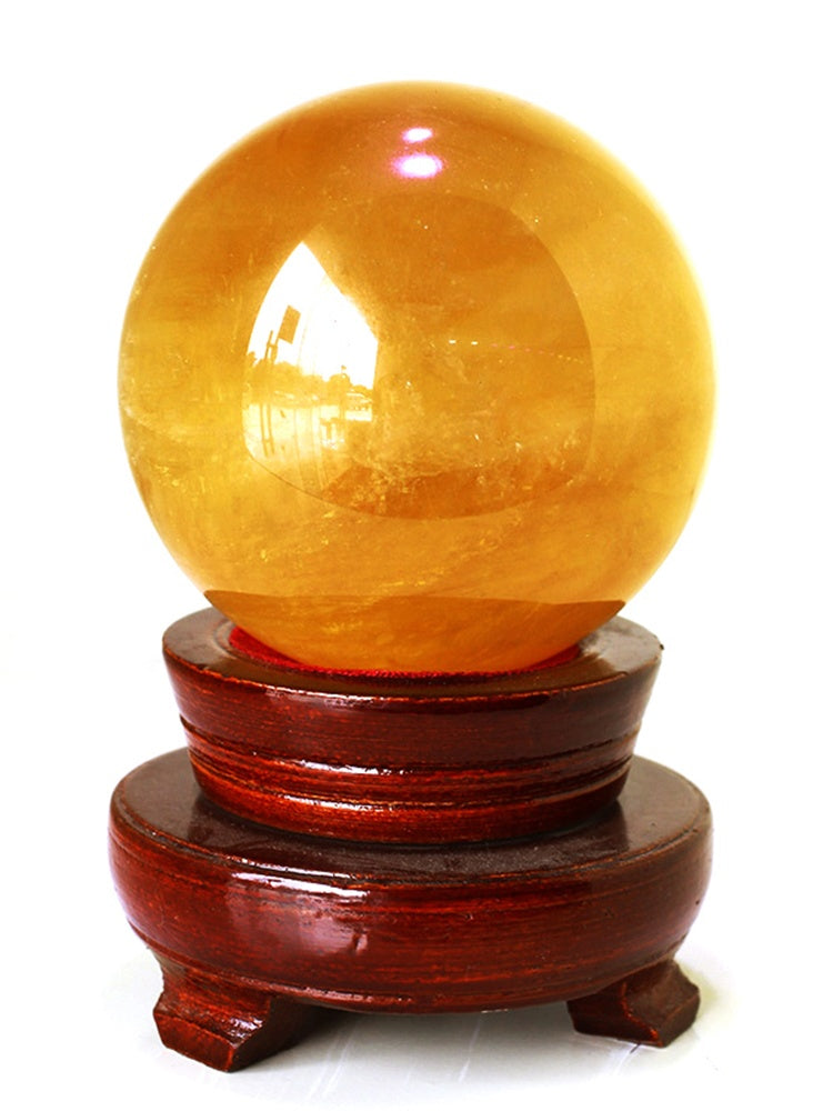 Bola citrine, hiasan, batu kasar, kalsit, bola pulau ais, bola batu, hadiah kraf 
