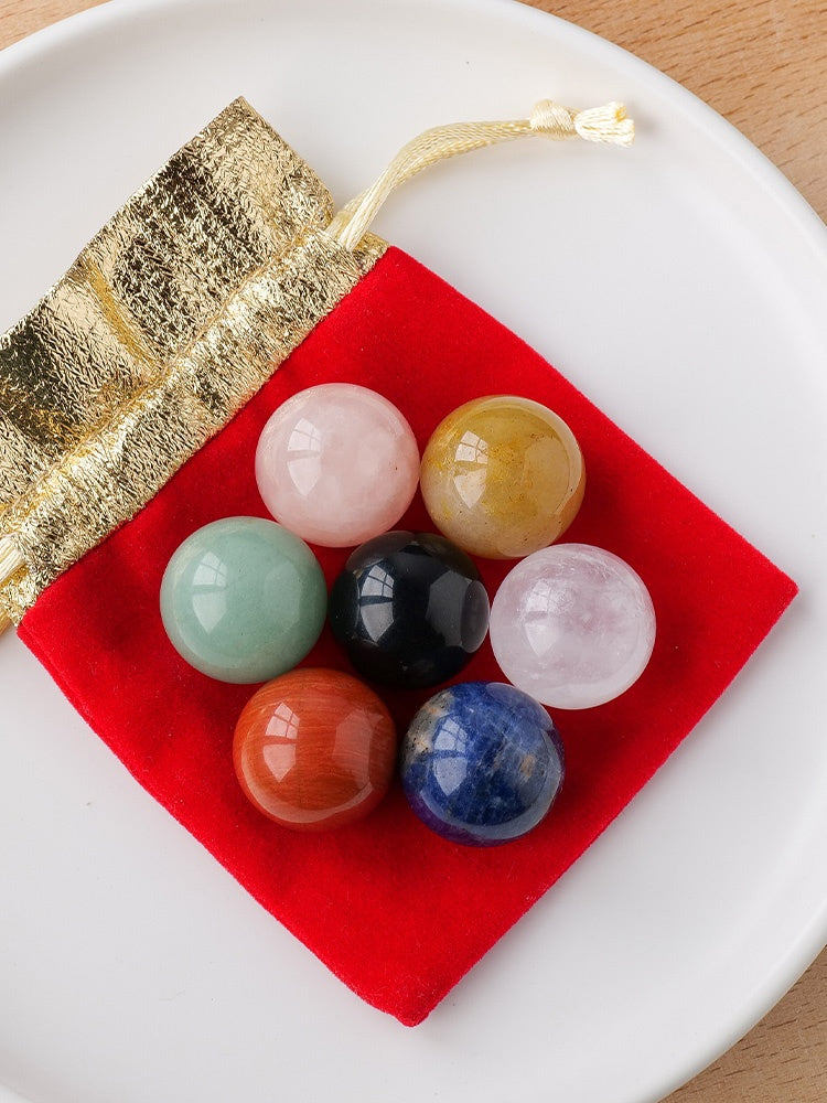 Kristal asli, tujuh warna, manik tunggal bola kristal 2cm, jed, batu kasar, akik 