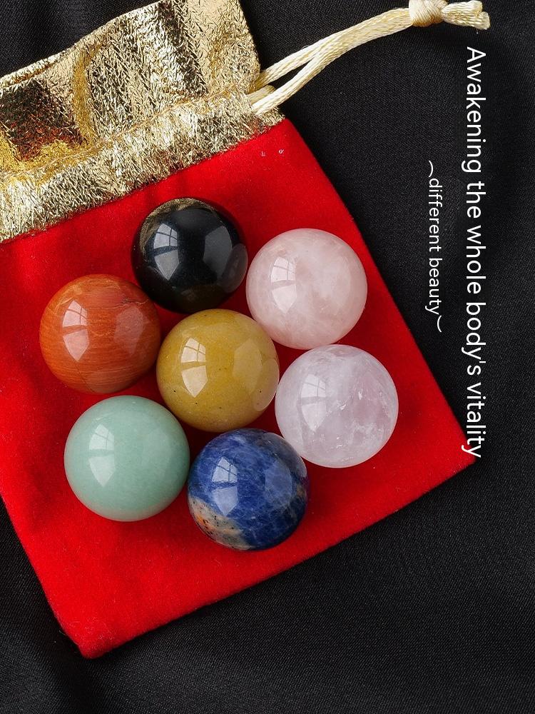 Kristal asli, tujuh warna, manik tunggal bola kristal 2cm, jed, batu kasar, akik 