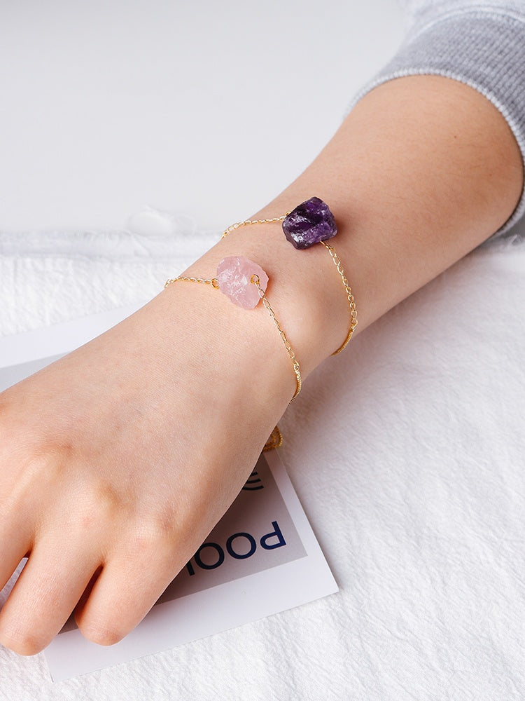 Natural Crystal Bracelet, Fashion Bracelet, Couple Bracelet, Ore, Girlfriend Gift, Valentine's Day Pair, Gem Jewelry
