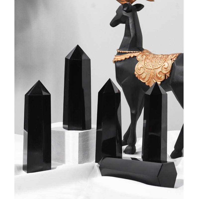 Natural Crystal, Obsidian Crystal, Hexagonal Prism, Raw Ore Hexagonal Prism, Jewelry, Decoration--12*3.5mm
