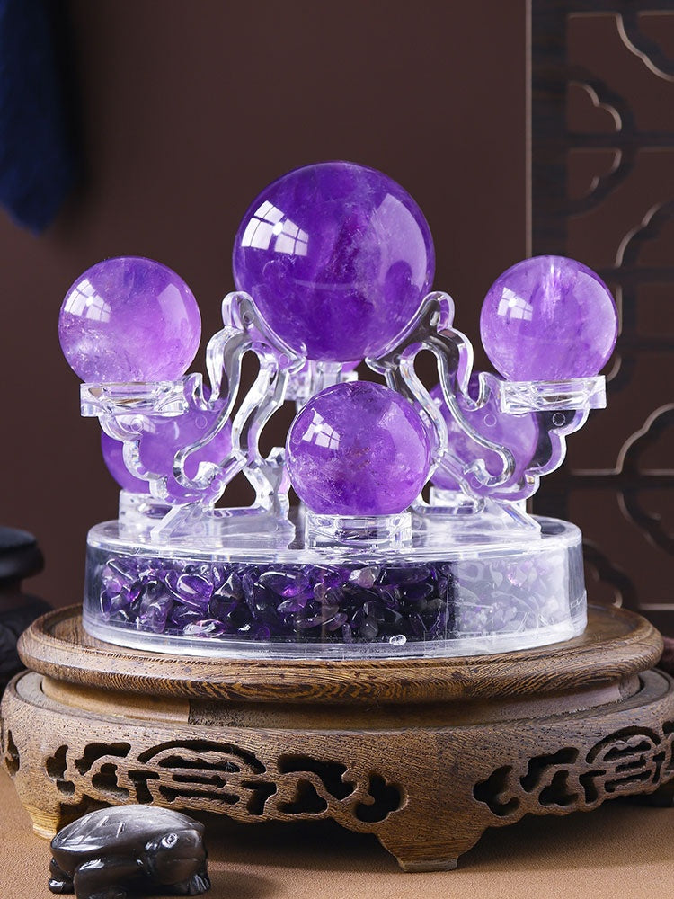 Hiasan amethyst asli, bijih mentah, bola kristal, susunan tujuh bintang, kelengkapan rumah, hiasan, pembukaan, pindah rumah, perkahwinan baru 