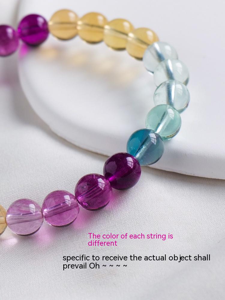 Natural Crystal Bracelet, Candy Color, Blue Purple, Rainbow Fluorite, Single Circle Bracelet, Watermelon Tourmaline, Bracelet, Jewelry Gift