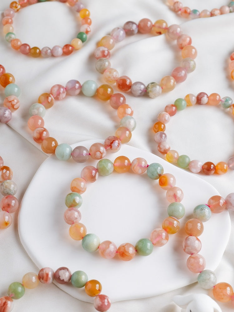 Natural Flower Agate Bracelet, Bracelet, Ice Species, Madagascar Chalcedony, Single Circle, Gift For Girlfriend, Birthday Gift, Girl