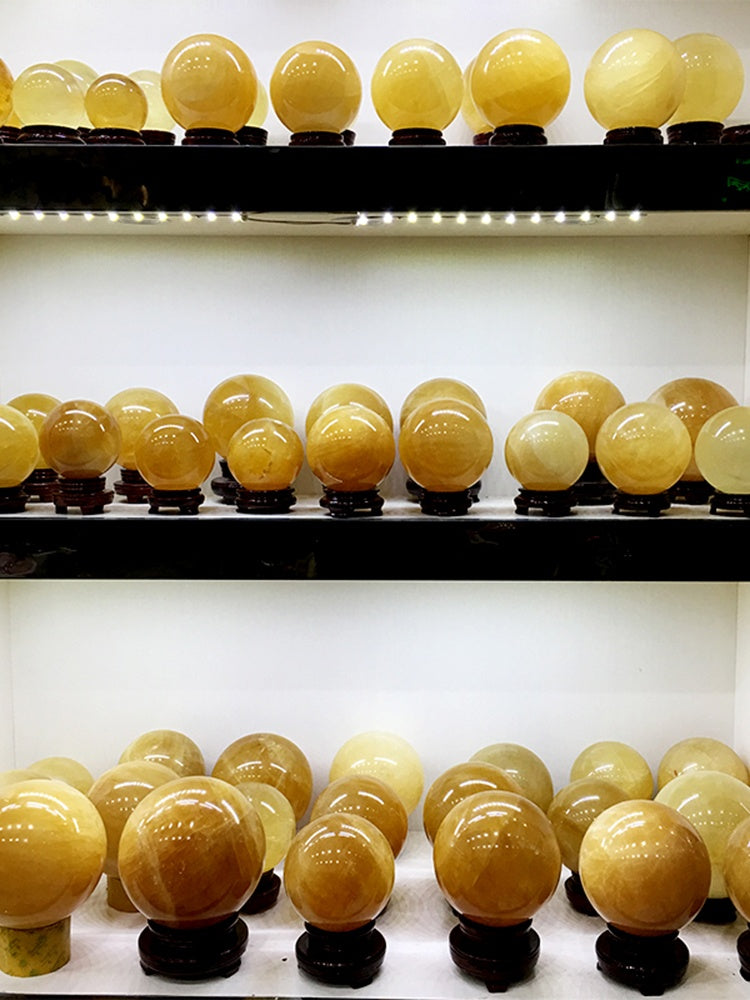 Bola citrine, hiasan, batu kasar, kalsit, bola pulau ais, bola batu, hadiah kraf 