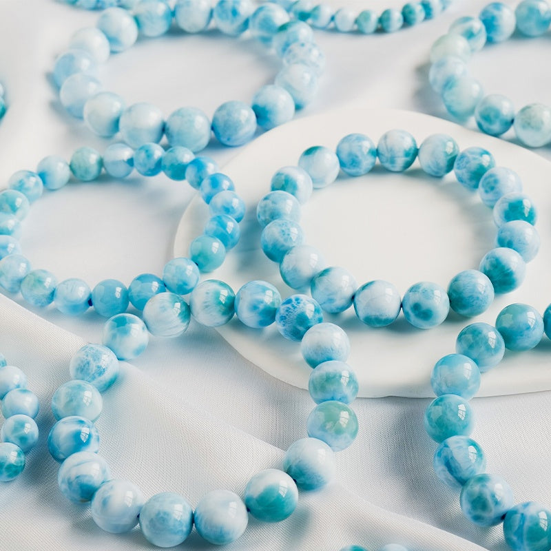 Natural Larimar Bracelet, Beaded Jewelry, Blue Larimar Bracelet, Pendant Accessories, Single Bead DIY Design, Jewelry