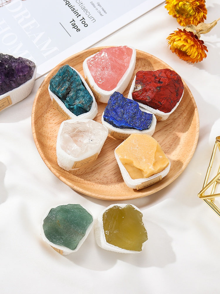 Natural crystal gem ore mineral specimen powder crystal lapis lazuli raw stone amethyst block decoration play gift box