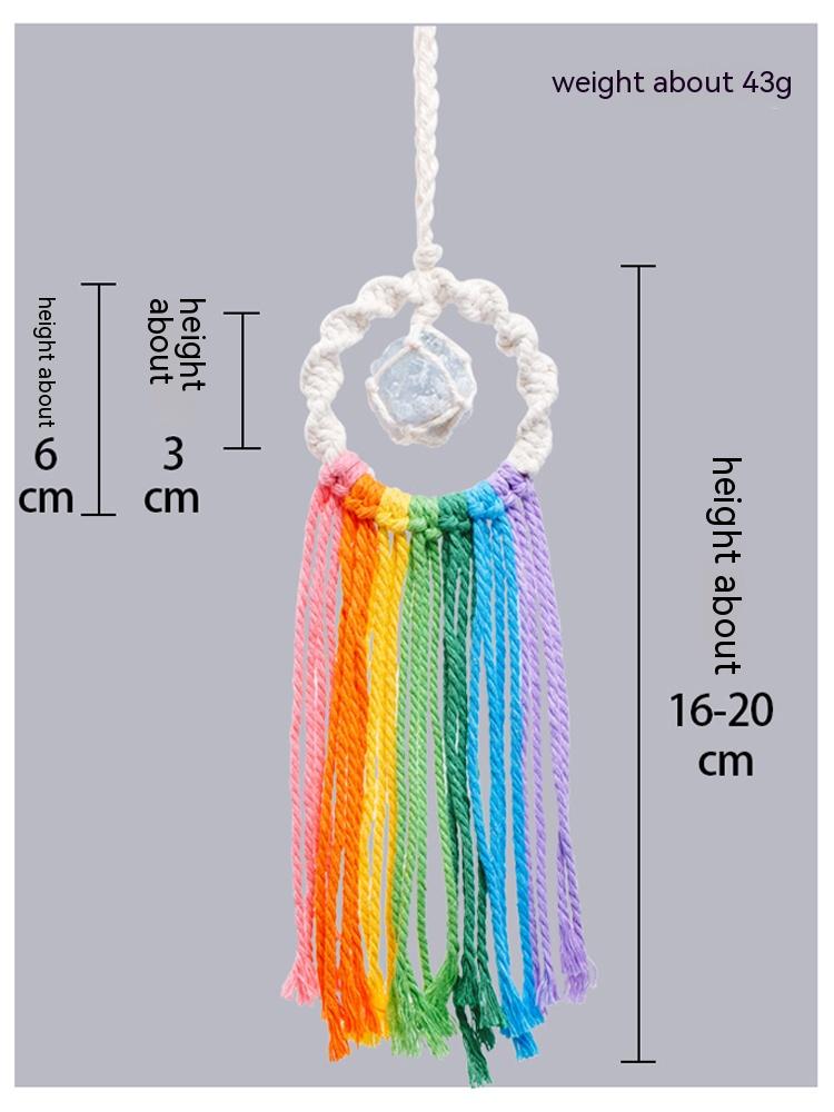 Natural Crystal Rough, Rainbow Pendant, Vehicle-Mounted, Hand-Woven, Ore Decoration, Car Key Chain