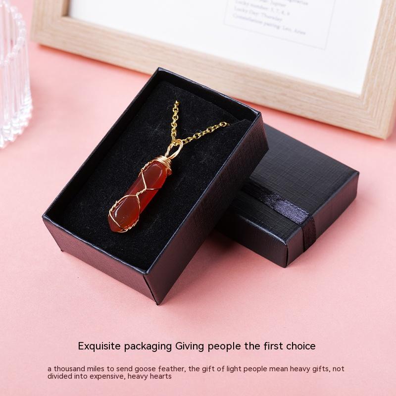 Natural Crystal Rough Hexagonal Prism, Pendant, Double-Pointed Crystal Column, Five-Pointed Star, Winding Jewelry, Men's And Women's Pendant, Accessory