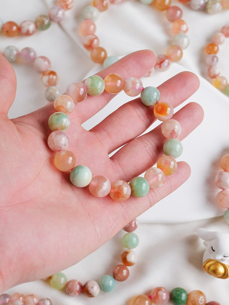 Natural Flower Agate Bracelet, Bracelet, Ice Species, Madagascar Chalcedony, Single Circle, Gift For Girlfriend, Birthday Gift, Girl