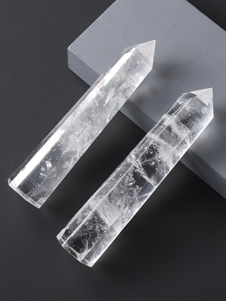Natural White Crystal Column, Single Point, Hexagonal Prism, Rough Grinding, Decoration, Degaussing, Ore Purification, Home, Office, Small Gift
