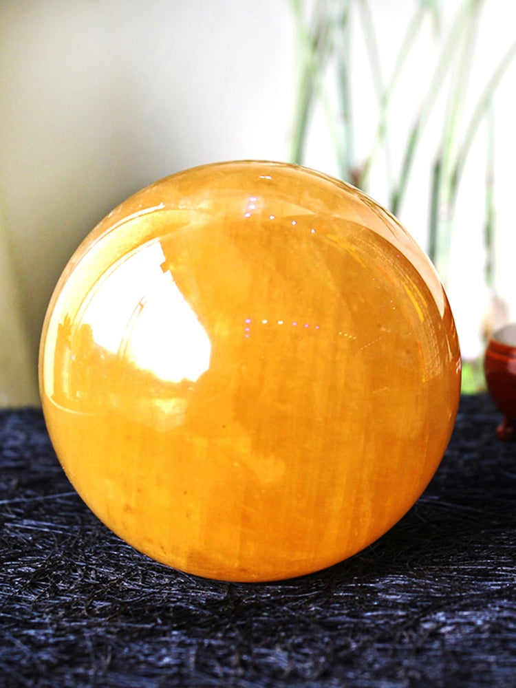 Bola citrine, hiasan, batu kasar, kalsit, bola pulau ais, bola batu, hadiah kraf 