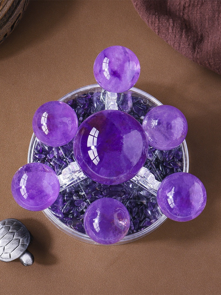 Hiasan amethyst asli, bijih mentah, bola kristal, susunan tujuh bintang, kelengkapan rumah, hiasan, pembukaan, pindah rumah, perkahwinan baru 