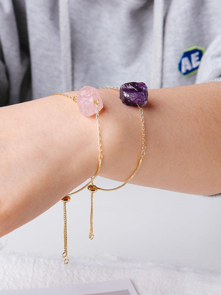 Natural Crystal Bracelet, Fashion Bracelet, Couple Bracelet, Ore, Girlfriend Gift, Valentine's Day Pair, Gem Jewelry