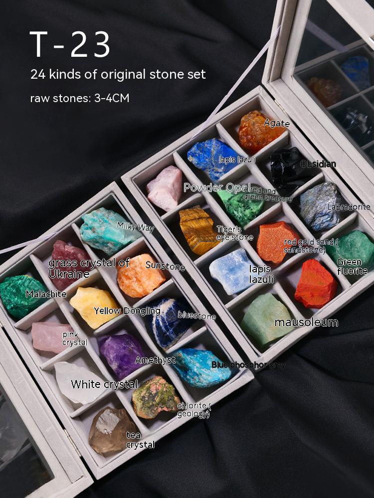 Natural Crystal Sphere Set Box, Specimen Crystal Rough Ore, Children's Popular Science Gemstone Ornaments, Decorative Gifts