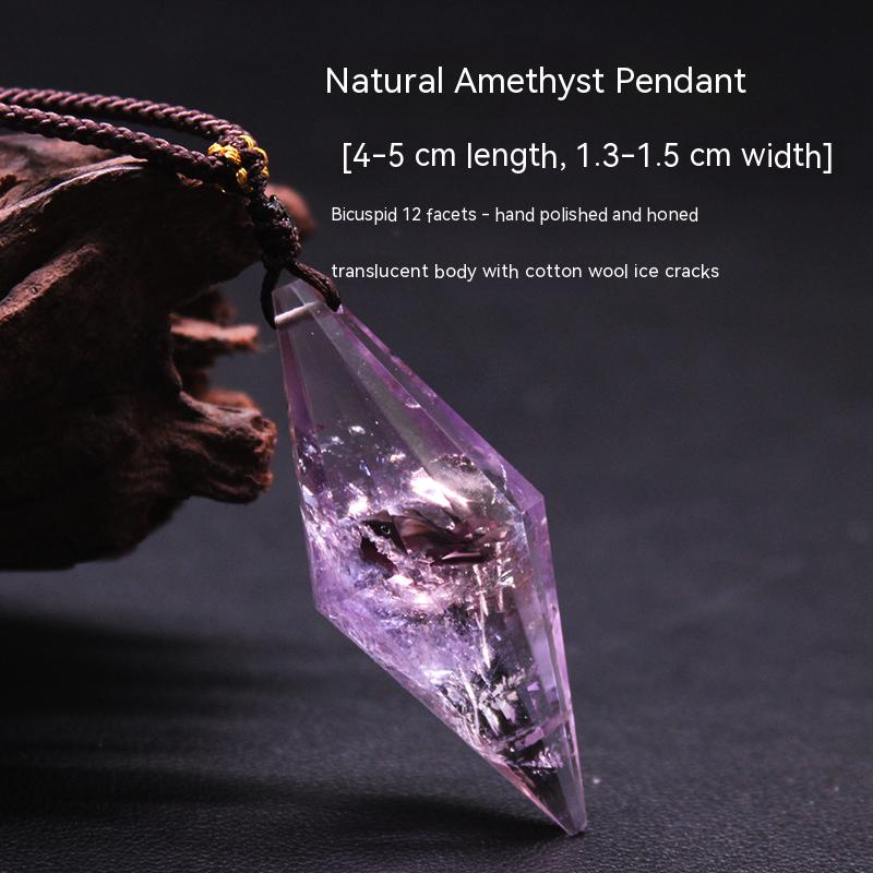 Natural amethyst hexagonal prism, pendant, male and female couple, original stone necklace, pendant, jewelry, gift 