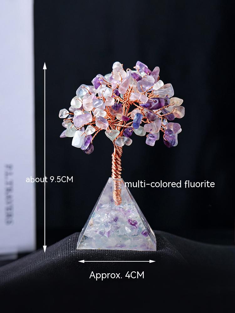 Natural Crystal Gravel, Pyramid, Pachira Macrocarpa, Decorations, Resin Pyramid, Gravel, Flower Tree, Home Decoration, Crafts 