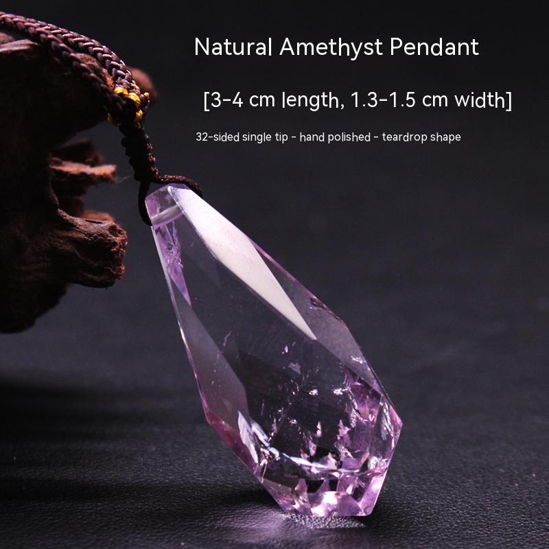 Natural amethyst hexagonal prism, pendant, male and female couple, original stone necklace, pendant, jewelry, gift 