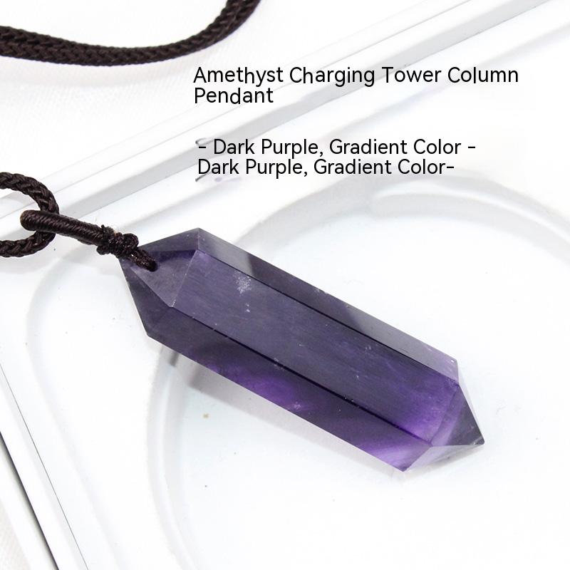 Natural amethyst hexagonal prism, pendant, male and female couple, original stone necklace, pendant, jewelry, gift 