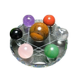 Bola kristal asli, susunan tujuh bintang, serbuk ungu putih, obsidian, batu kasar, hiasan, ruang tamu rumah, hiasan beranda 
