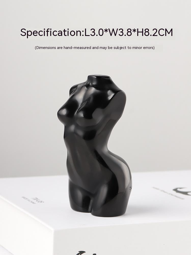 Natural obsidian, torso, nude women, models, collections, handicrafts, goddesses with broken wings, body carvings, decorations, knick-knacks 