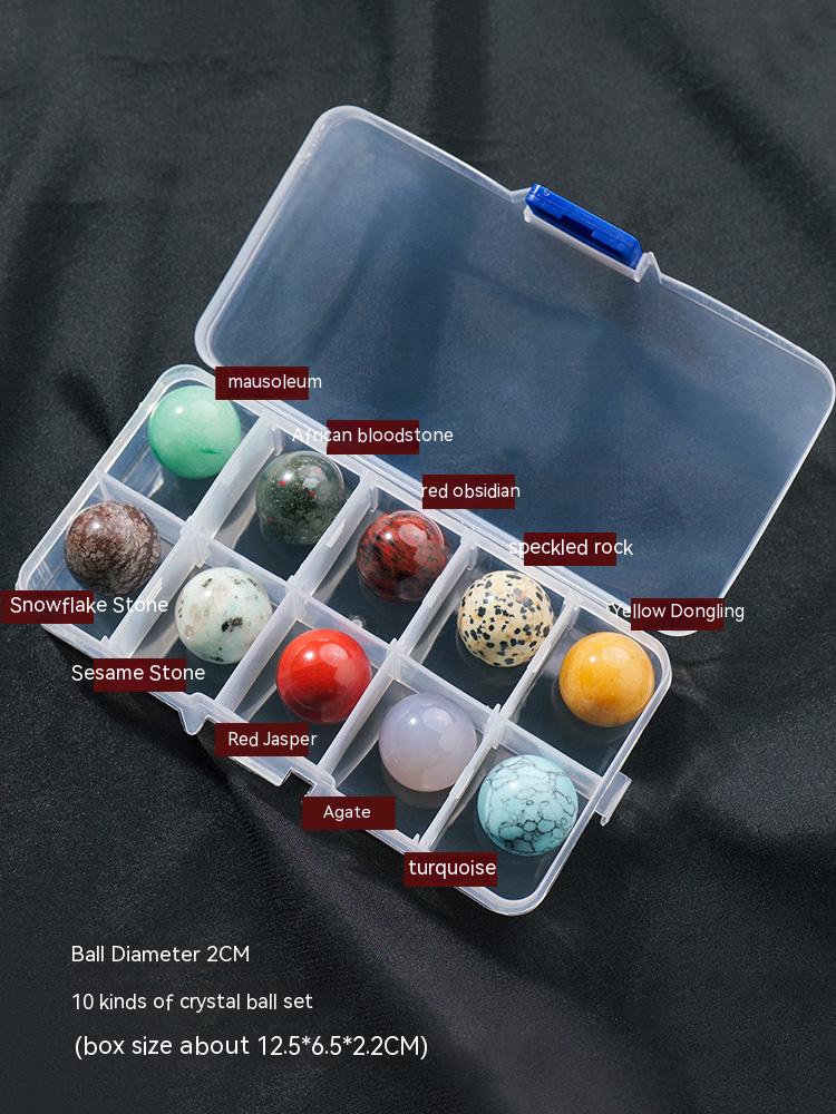 Natural Crystal Sphere Set Box, Specimen Crystal Rough Ore, Children's Popular Science Gemstone Ornaments, Decorative Gifts