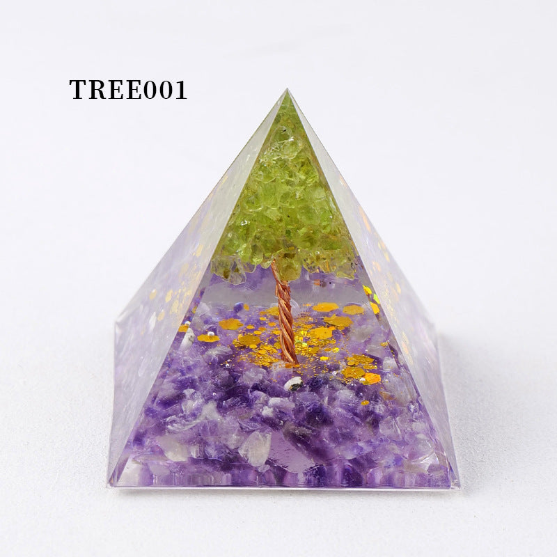 亚马逊爆款,天然水晶碎石,Orgone,金字塔,摆件, 水晶能量塔,工艺品