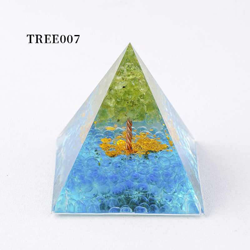 亚马逊爆款,天然水晶碎石,Orgone,金字塔,摆件, 水晶能量塔,工艺品
