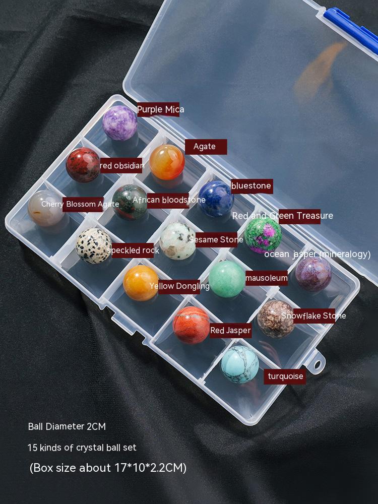 Natural Crystal Sphere Set Box, Specimen Crystal Rough Ore, Children's Popular Science Gemstone Ornaments, Decorative Gifts