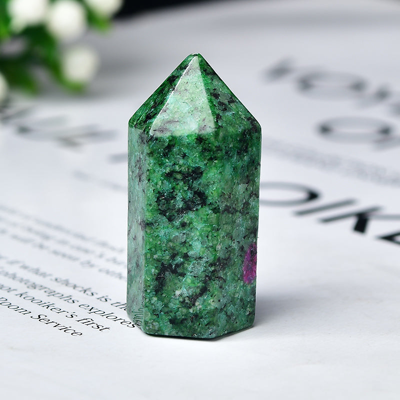 Lajur bucu tunggal semulajadi, hiasan tatasusunan tujuh bintang, lajur kristal heksagon, lapis lazuli, kristal putih, kristal merah jambu, fluorit, opal 