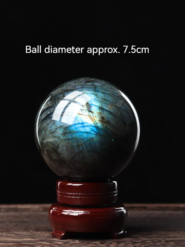 Natural Crystal Sphere, Fire Moonstone, Decoration, Labradorite Sphere, Ore Rough Stone, Gemstone, Home Office, Desktop Decoration