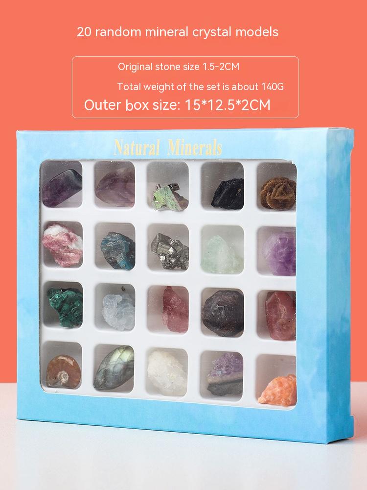 Natural crystal ore raw stone specimen box children's parent-child stone mine standard popular science toy collection souvenir decoration