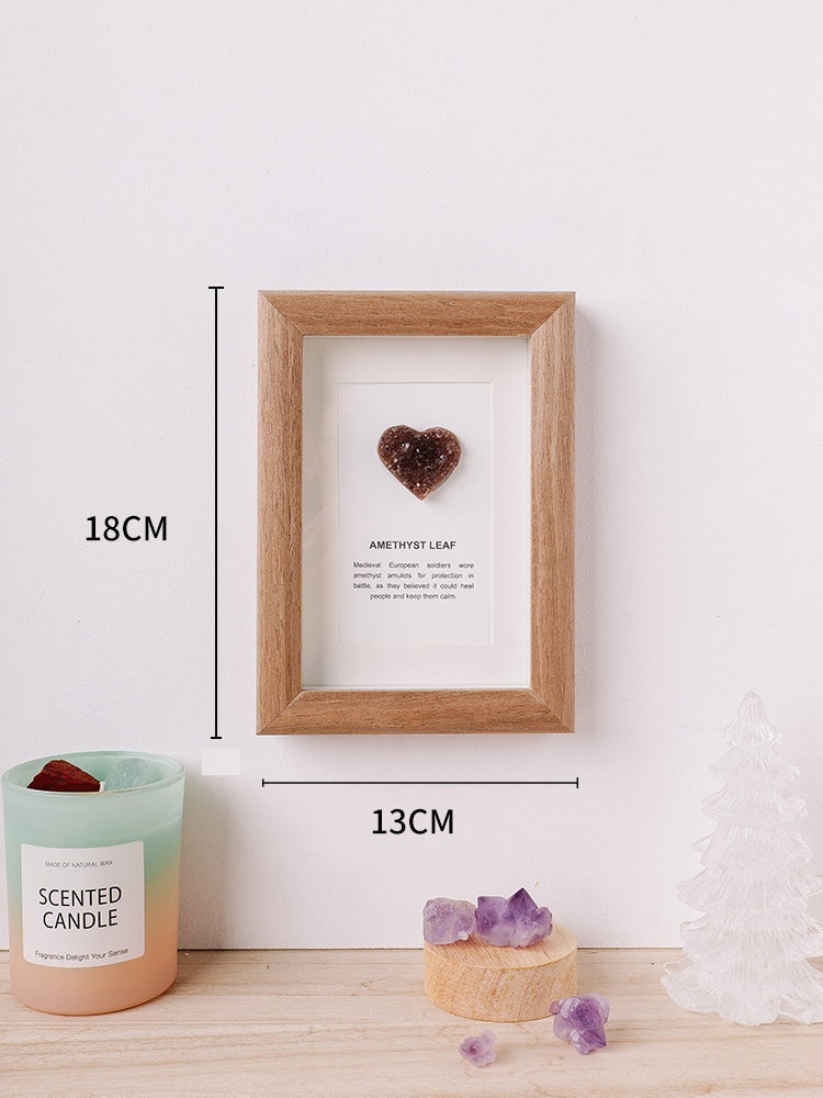 Natural crystal ore specimen raw stone jade agate rock purple gas east to the year of the rabbit decoration photo frame picture frame gift