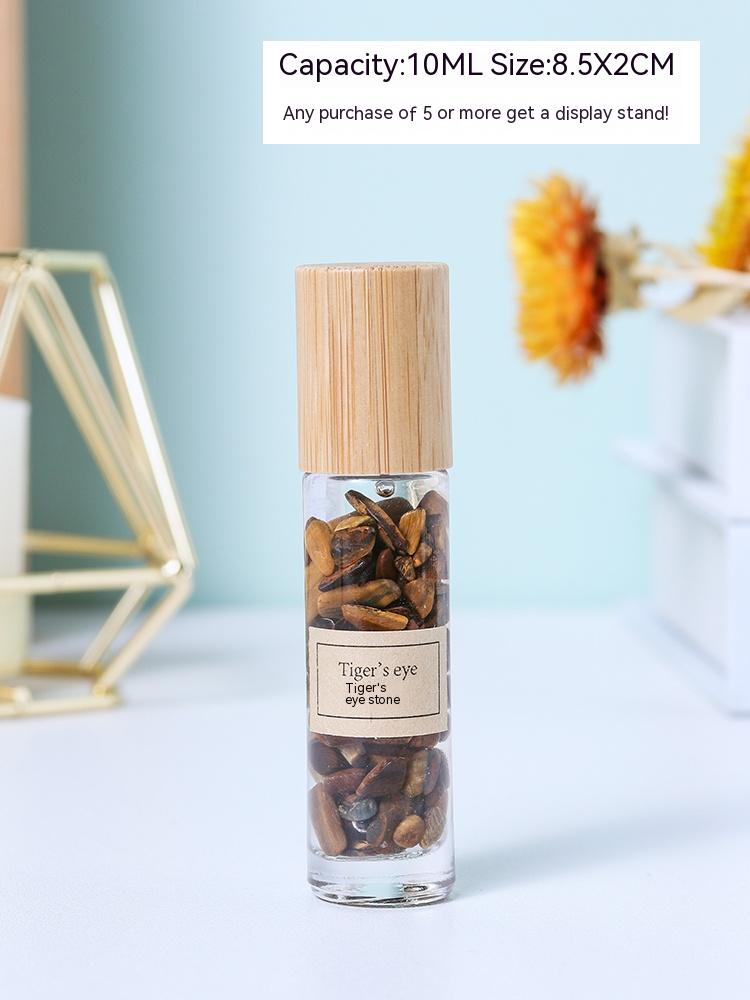 Natural white crystal crushed stone essential oil roller bottle sample perfume bottle portable sub-bottling ore specimen small ornament