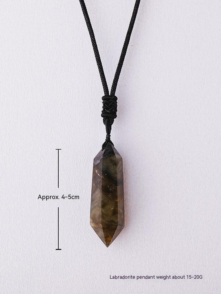 Loket prisma heksagon amethyst asli, kalung batu kasar, loket, barang kemas, hadiah 